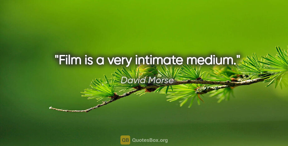 David Morse quote: "Film is a very intimate medium."