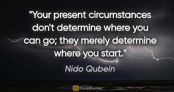Nido Qubein quote: "Your present circumstances don't determine where you can go;..."