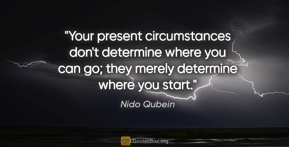 Nido Qubein quote: "Your present circumstances don't determine where you can go;..."