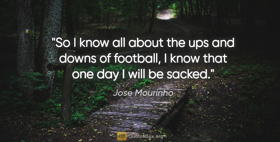 Jose Mourinho quote: "So I know all about the ups and downs of football, I know that..."