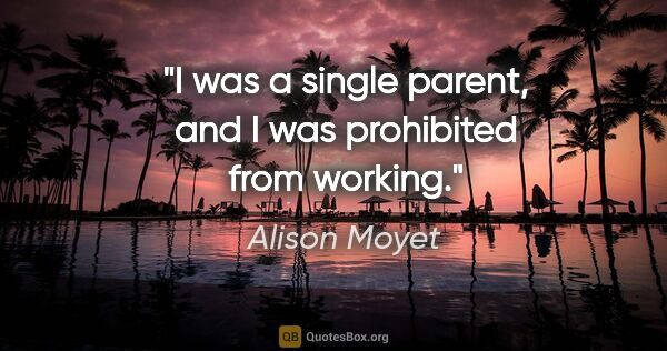 Alison Moyet quote: "I was a single parent, and I was prohibited from working."