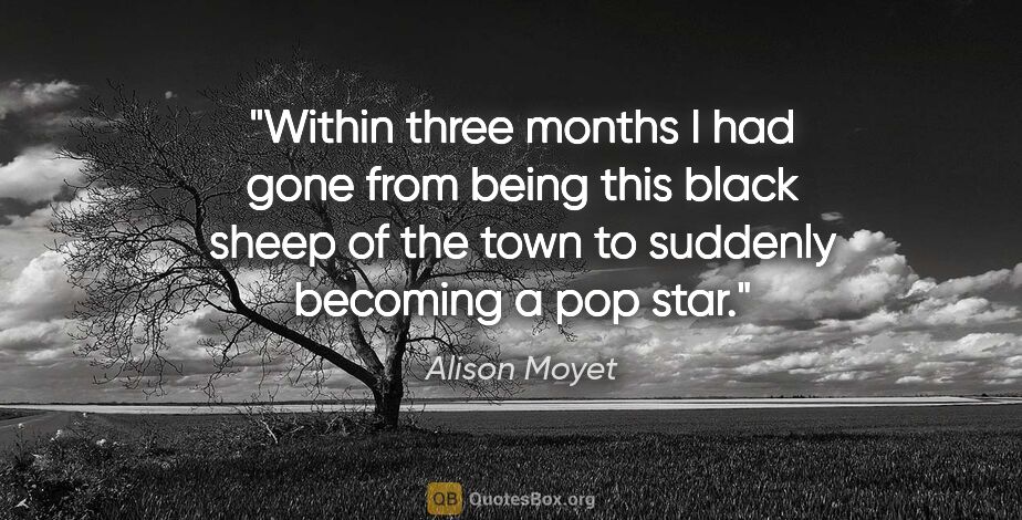 Alison Moyet quote: "Within three months I had gone from being this black sheep of..."