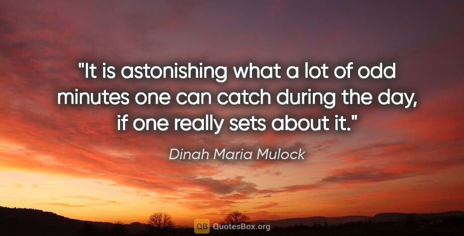 Dinah Maria Mulock quote: "It is astonishing what a lot of odd minutes one can catch..."