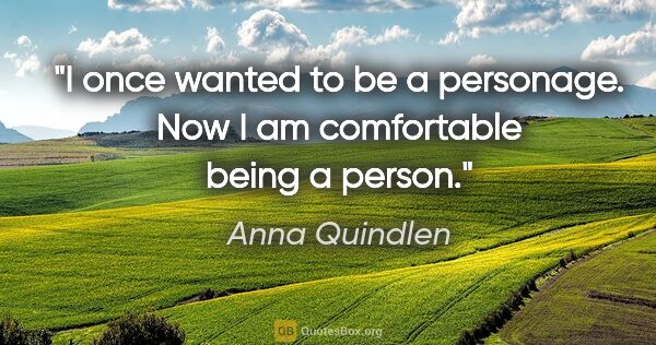 Anna Quindlen quote: "I once wanted to be a personage. Now I am comfortable being a..."