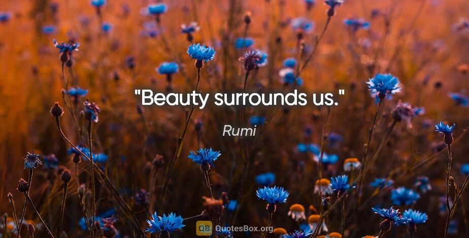 Rumi quote: "Beauty surrounds us."