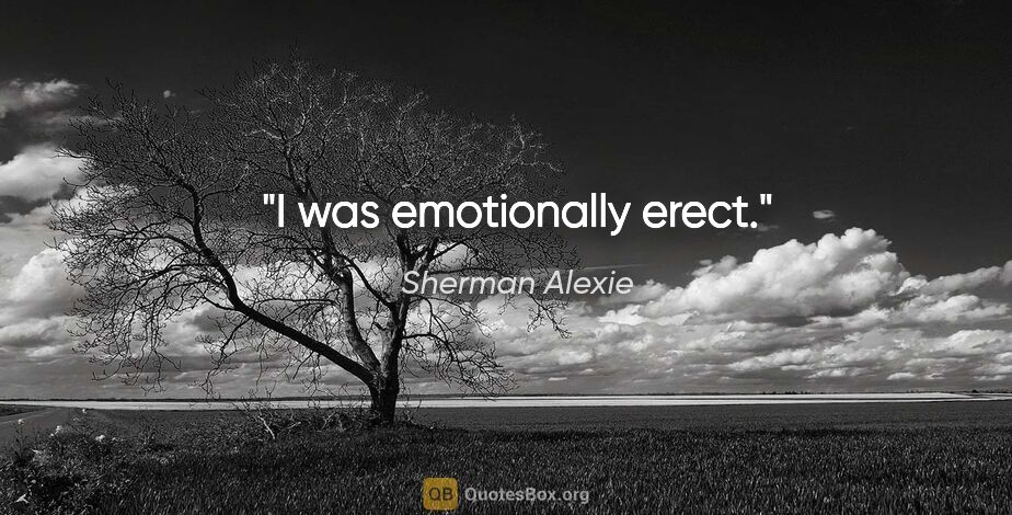 Sherman Alexie quote: "I was emotionally erect."