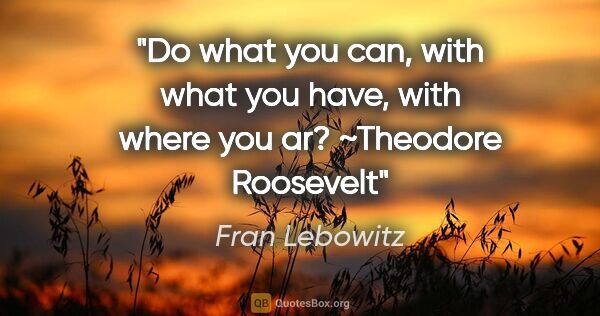 Fran Lebowitz quote: "Do what you can, with what you have, with where you ar?..."