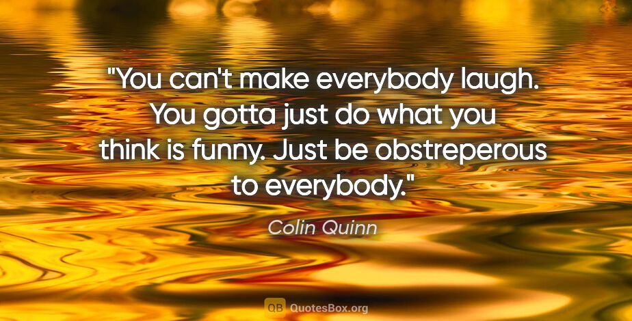 Colin Quinn quote: "You can't make everybody laugh. You gotta just do what you..."