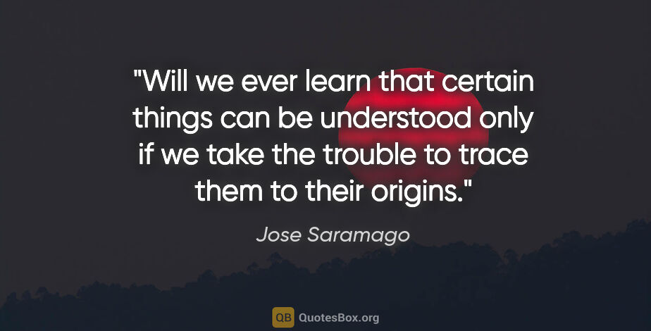 Jose Saramago quote: "Will we ever learn that certain things can be understood only..."