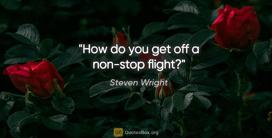 Steven Wright quote: "How do you get off a non-stop flight?"