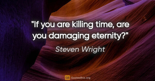 Steven Wright quote: "If you are killing time, are you damaging eternity?"