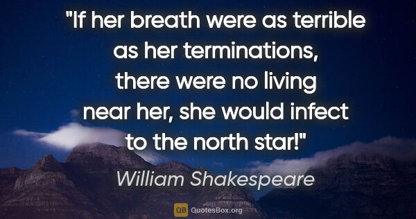 William Shakespeare quote: "If her breath were as terrible as her terminations, there were..."