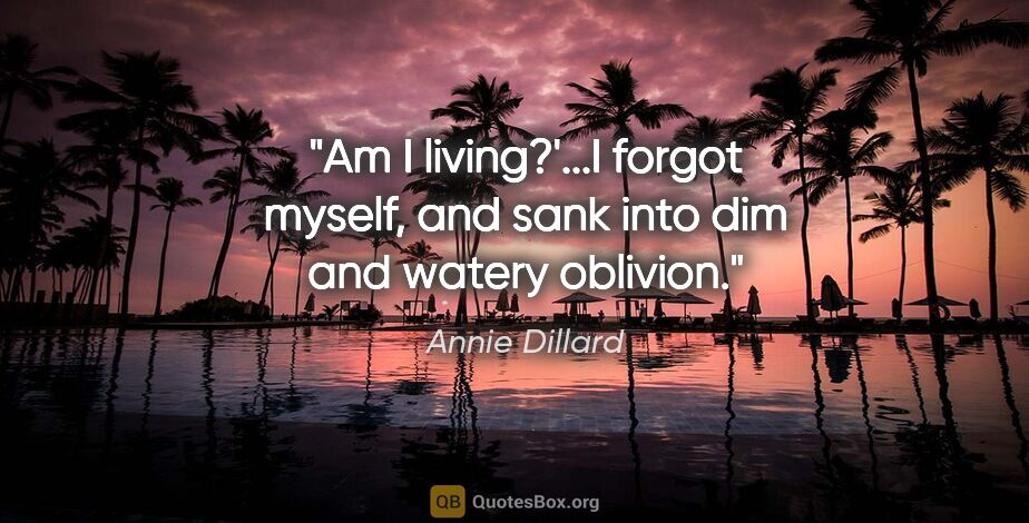 Annie Dillard quote: "Am I living?'...I forgot myself, and sank into dim and watery..."