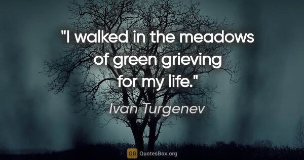 Ivan Turgenev quote: "I walked in the meadows of green grieving for my life."