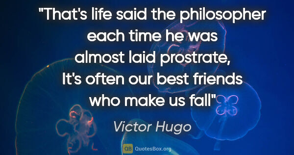 Victor Hugo quote: "That's life" said the philosopher each time he was almost laid..."