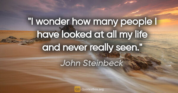 John Steinbeck quote: "I wonder how many people I have looked at all my life and..."