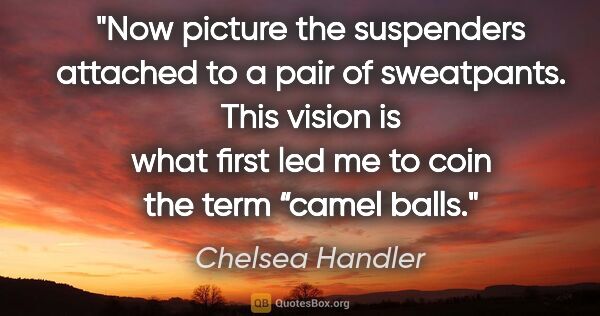 Chelsea Handler quote: "Now picture the suspenders attached to a pair of sweatpants...."