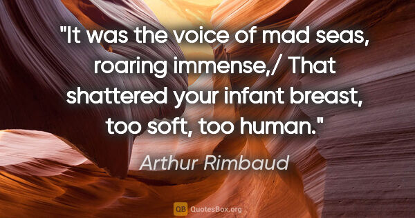 Arthur Rimbaud quote: "It was the voice of mad seas, roaring immense,/ That shattered..."