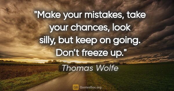 Thomas Wolfe quote: "Make your mistakes, take your chances, look silly, but keep on..."