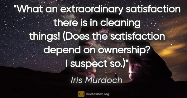 Iris Murdoch quote: "What an extraordinary satisfaction there is in cleaning..."