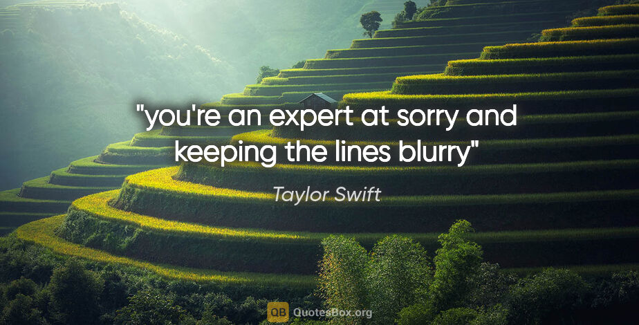 Taylor Swift quote: "you're an expert at sorry and keeping the lines blurry"