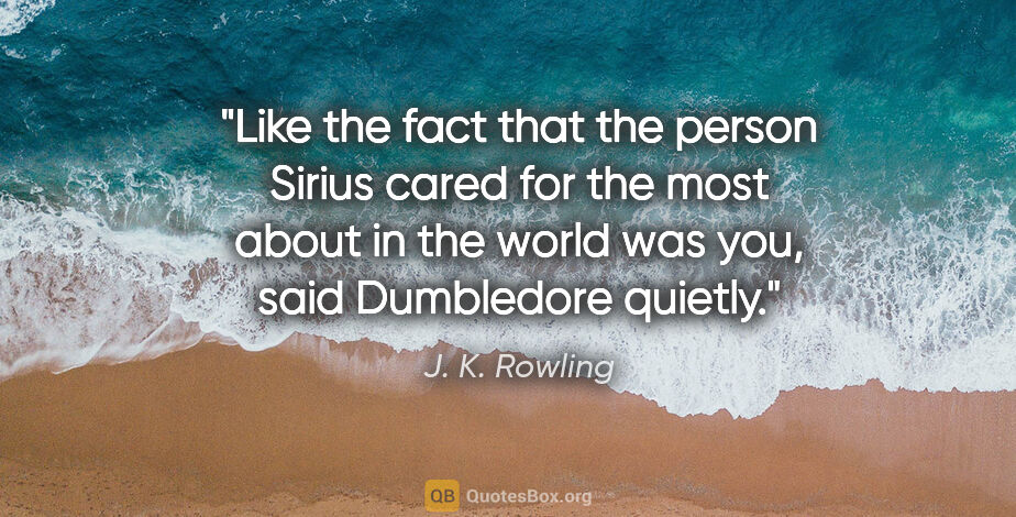 J. K. Rowling quote: "Like the fact that the person Sirius cared for the most about..."