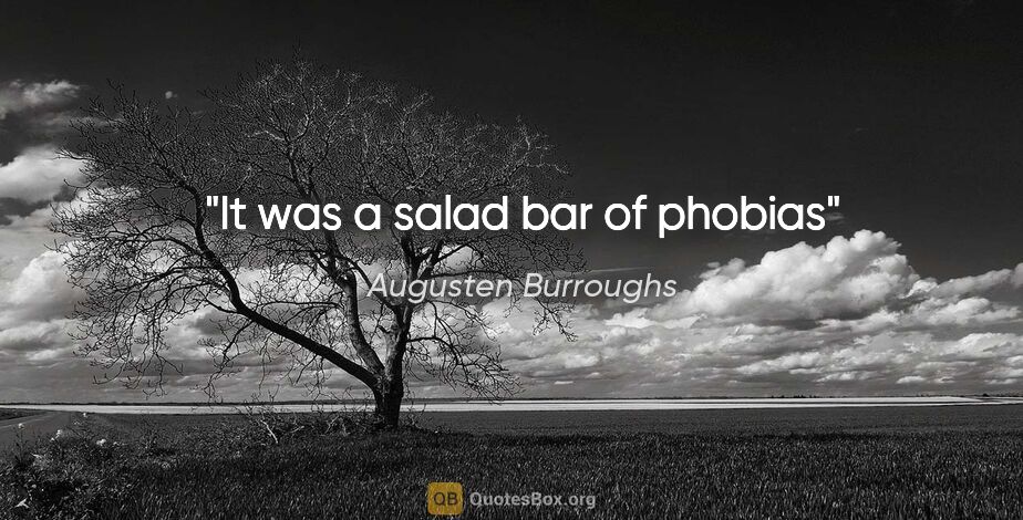Augusten Burroughs quote: "It was a salad bar of phobias"