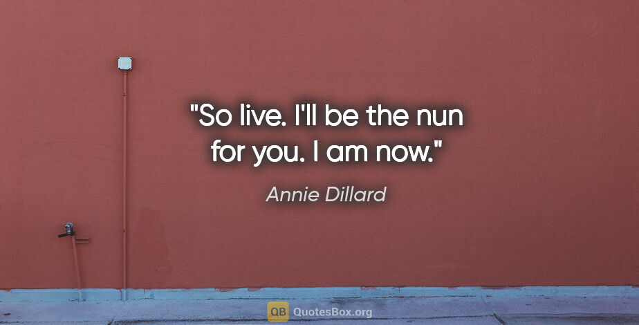 Annie Dillard quote: "So live. I'll be the nun for you. I am now."