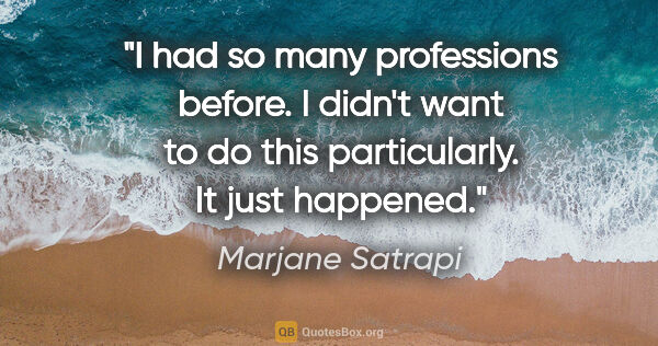 Marjane Satrapi quote: "I had so many professions before. I didn't want to do this..."