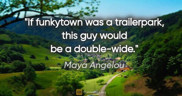 Maya Angelou quote: "If funkytown was a trailerpark, this guy would be a double-wide."