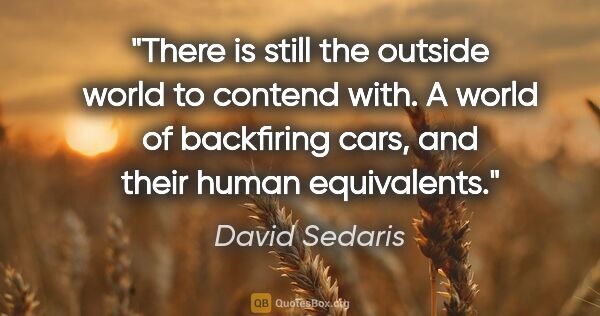 David Sedaris quote: "There is still the outside world to contend with. A world of..."