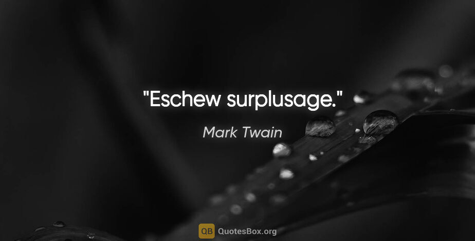Mark Twain quote: "Eschew surplusage."