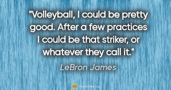 LeBron James quote: "Volleyball, I could be pretty good. After a few practices I..."