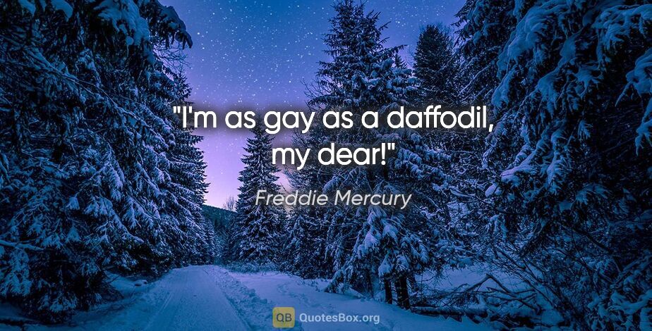 Freddie Mercury quote: "I'm as gay as a daffodil, my dear!"
