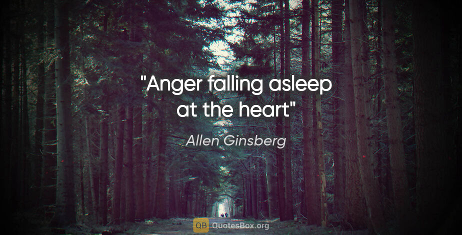 Allen Ginsberg quote: "Anger falling asleep at the heart"