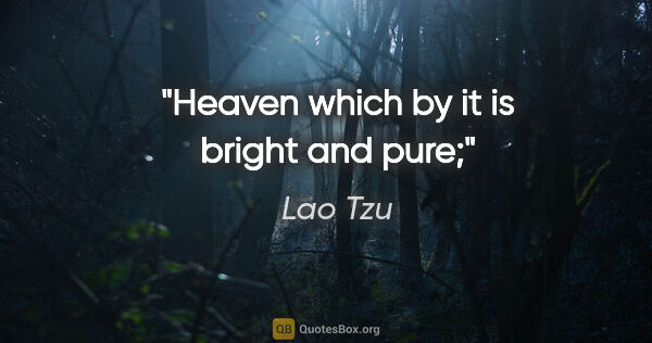 Lao Tzu quote: "Heaven which by it is bright and pure;"