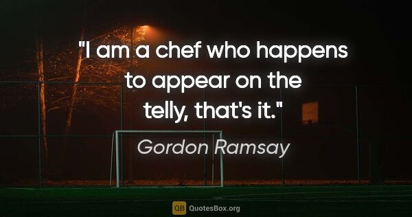 Gordon Ramsay quote: "I am a chef who happens to appear on the telly, that's it."