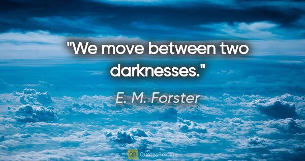 E. M. Forster quote: "We move between two darknesses."