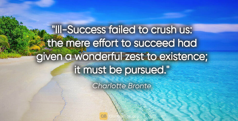 Charlotte Bronte quote: "Ill-Success failed to crush us: the mere effort to succeed had..."