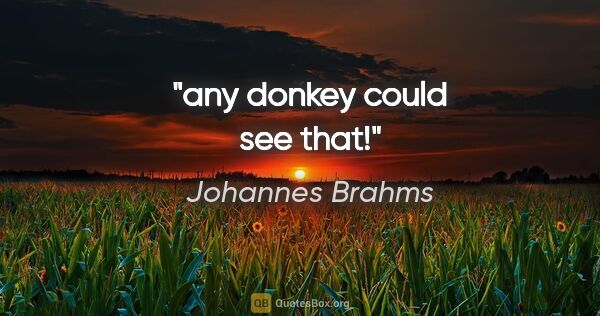 Johannes Brahms quote: "any donkey could see that!"