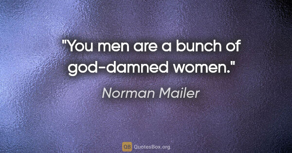 Norman Mailer quote: "You men are a bunch of god-damned women."