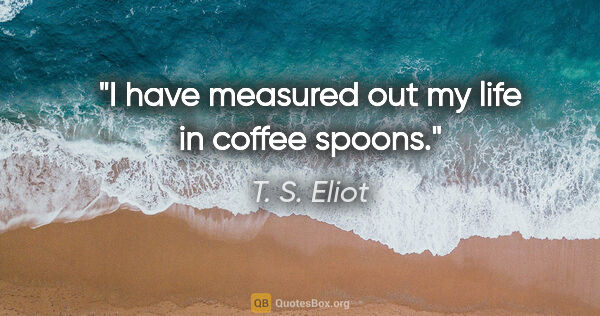 T. S. Eliot quote: "I have measured out my life in coffee spoons."