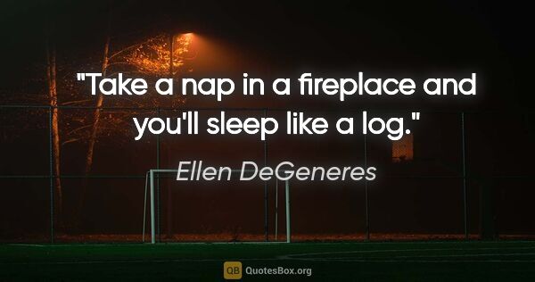 Ellen DeGeneres quote: "Take a nap in a fireplace and you'll sleep like a log."