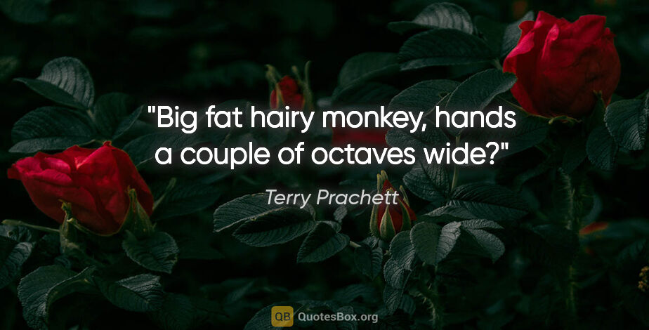 Terry Prachett quote: "Big fat hairy monkey, hands a couple of octaves wide?"