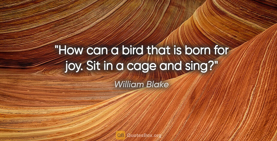 William Blake quote: "How can a bird that is born for joy. Sit in a cage and sing?"
