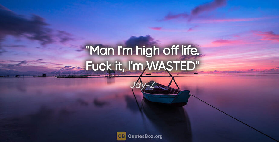 Jay-Z quote: "Man I'm high off life. Fuck it, I'm WASTED"