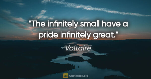 Voltaire quote: "The infinitely small have a pride infinitely great."