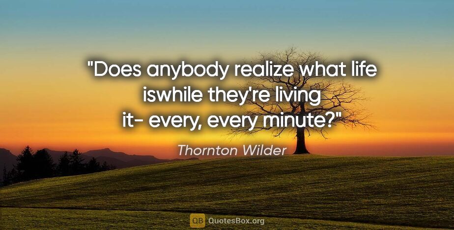 Thornton Wilder quote: "Does anybody realize what life iswhile they're living it-..."