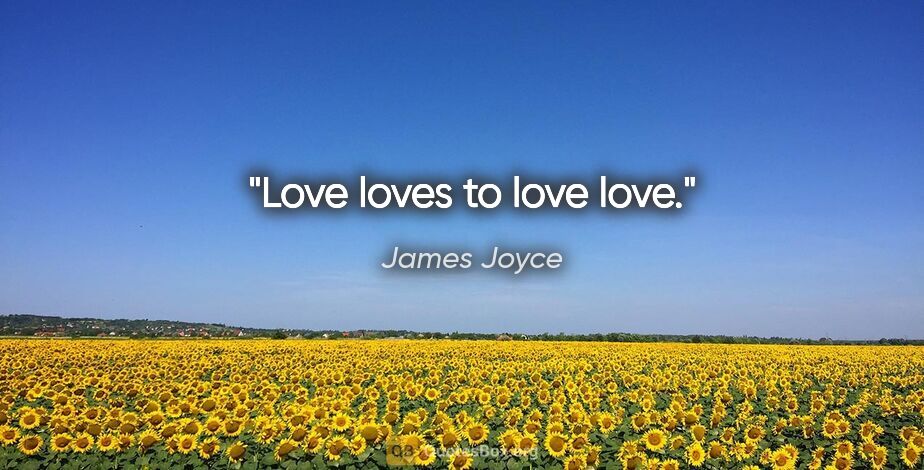 James Joyce quote: "Love loves to love love."