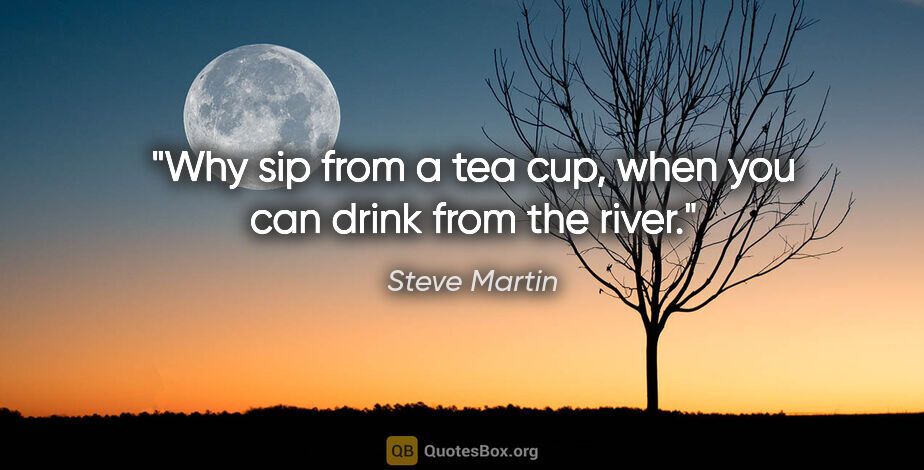 Steve Martin quote: "Why sip from a tea cup, when you can drink from the river."